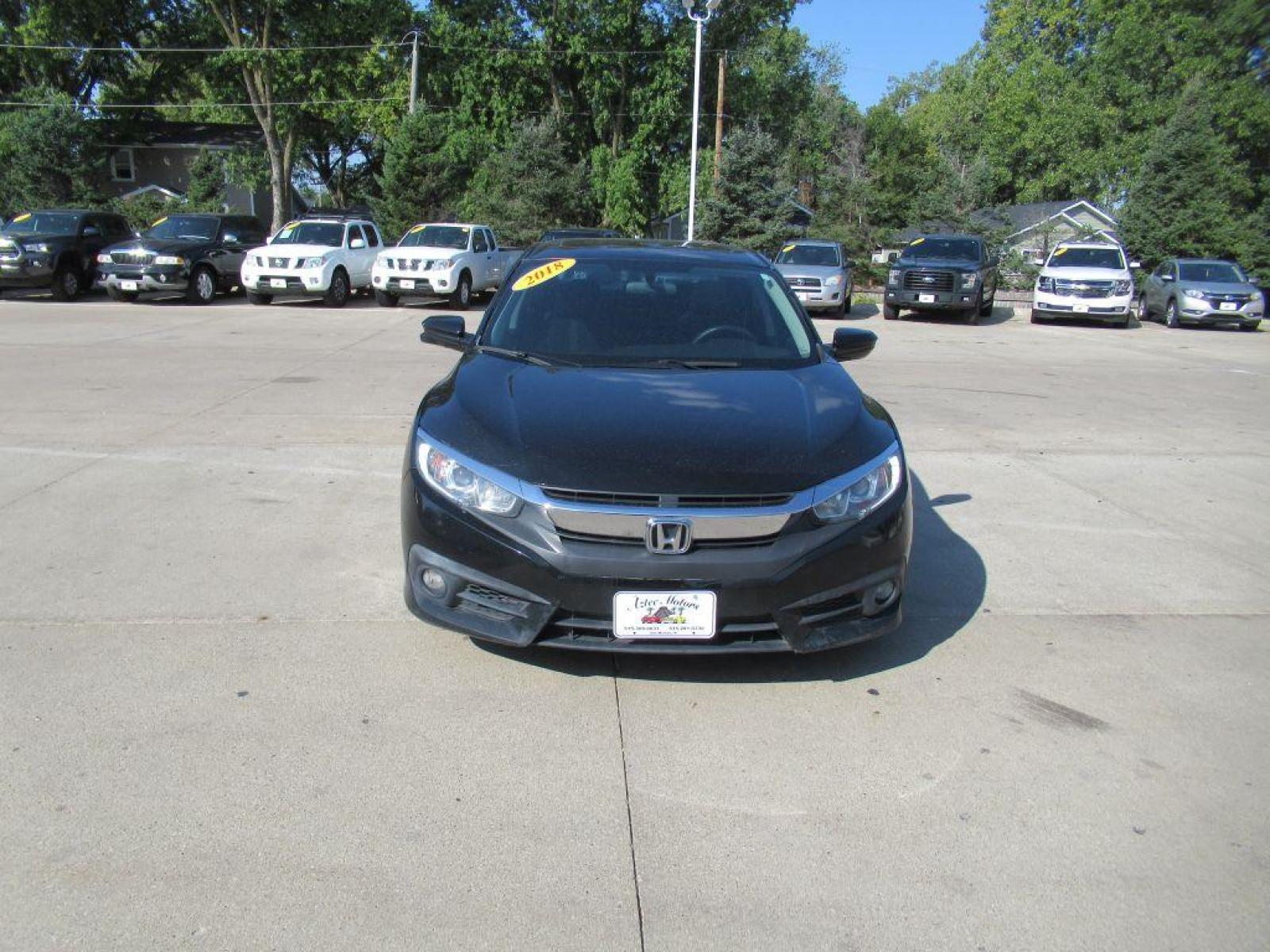 2018 BLACK HONDA CIVIC EX (JHMFC1F3XJX) with an 1.5L engine, Continuously Variable transmission, located at 908 SE 14th Street, Des Moines, IA, 50317, (515) 281-0330, 41.580303, -93.597046 - Photo #1